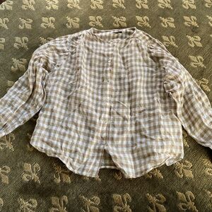Massimo Dutti gingham button down in linen. Size M.